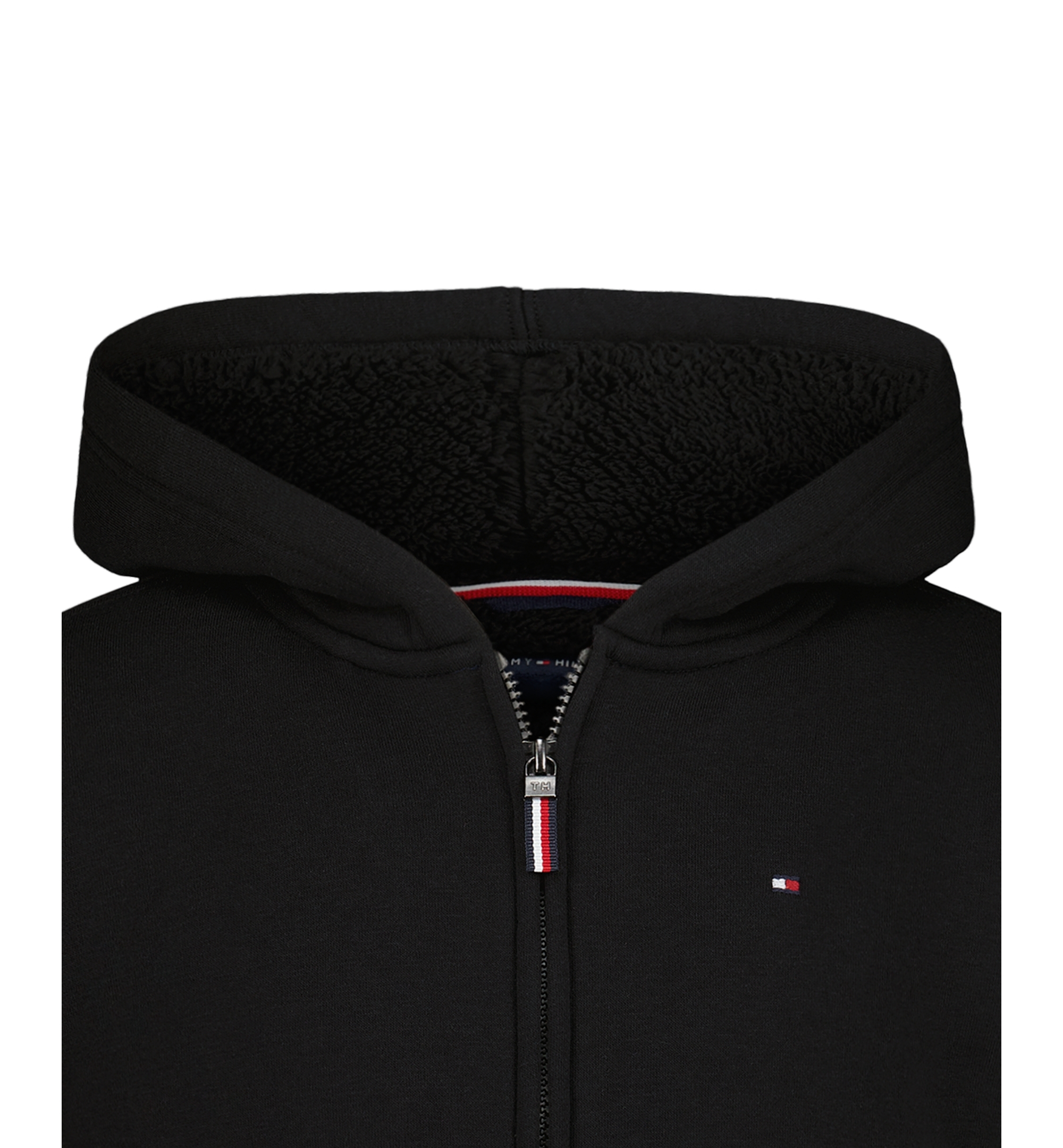Tommy Hilfiger Boys' Signature Sherpa Lined Full Zip Hoodie - Black