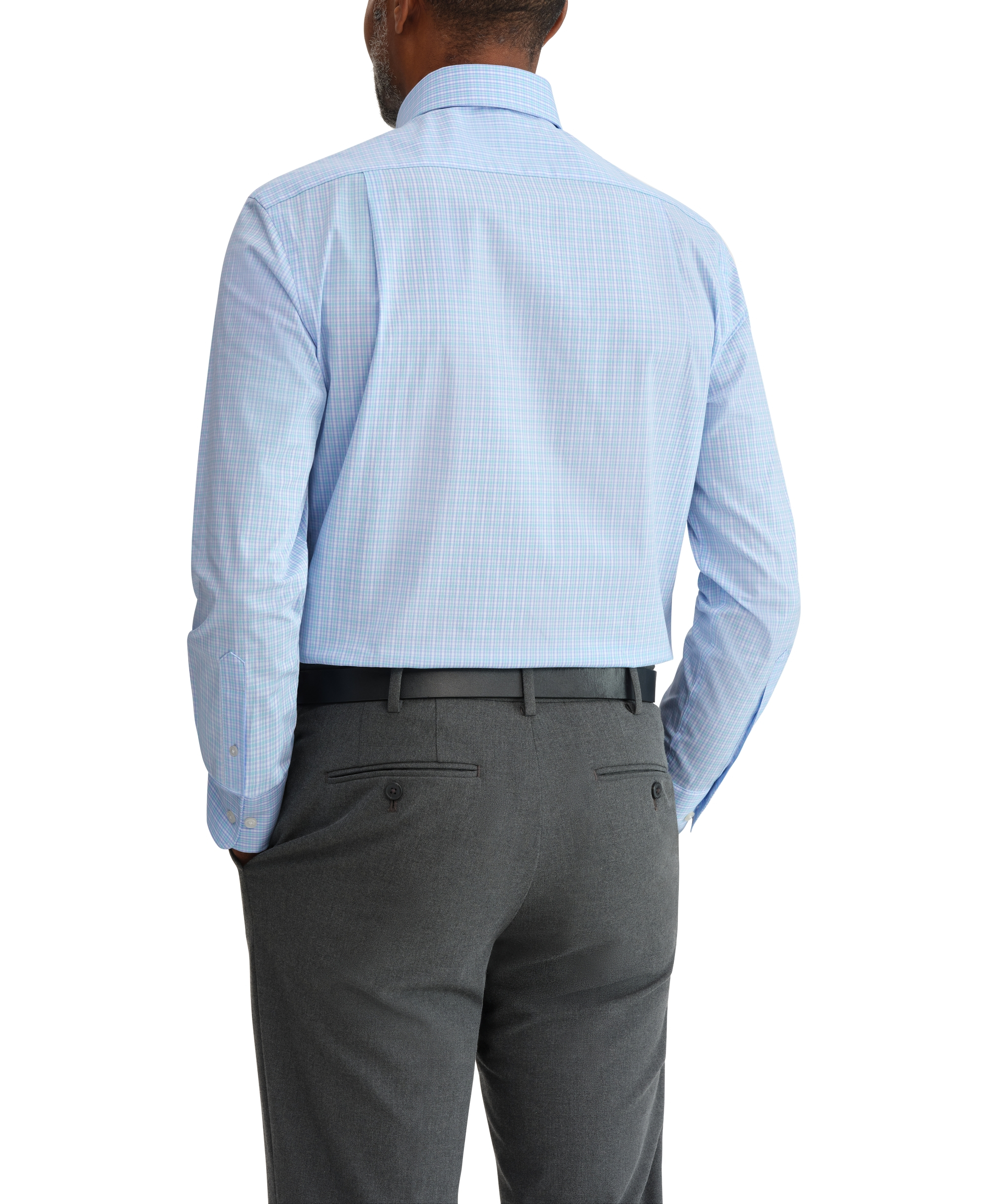 Tommy Hilfiger Men's Regular Fit Wrinkle Resistant Stretch Dress Shirt - Mist Multi