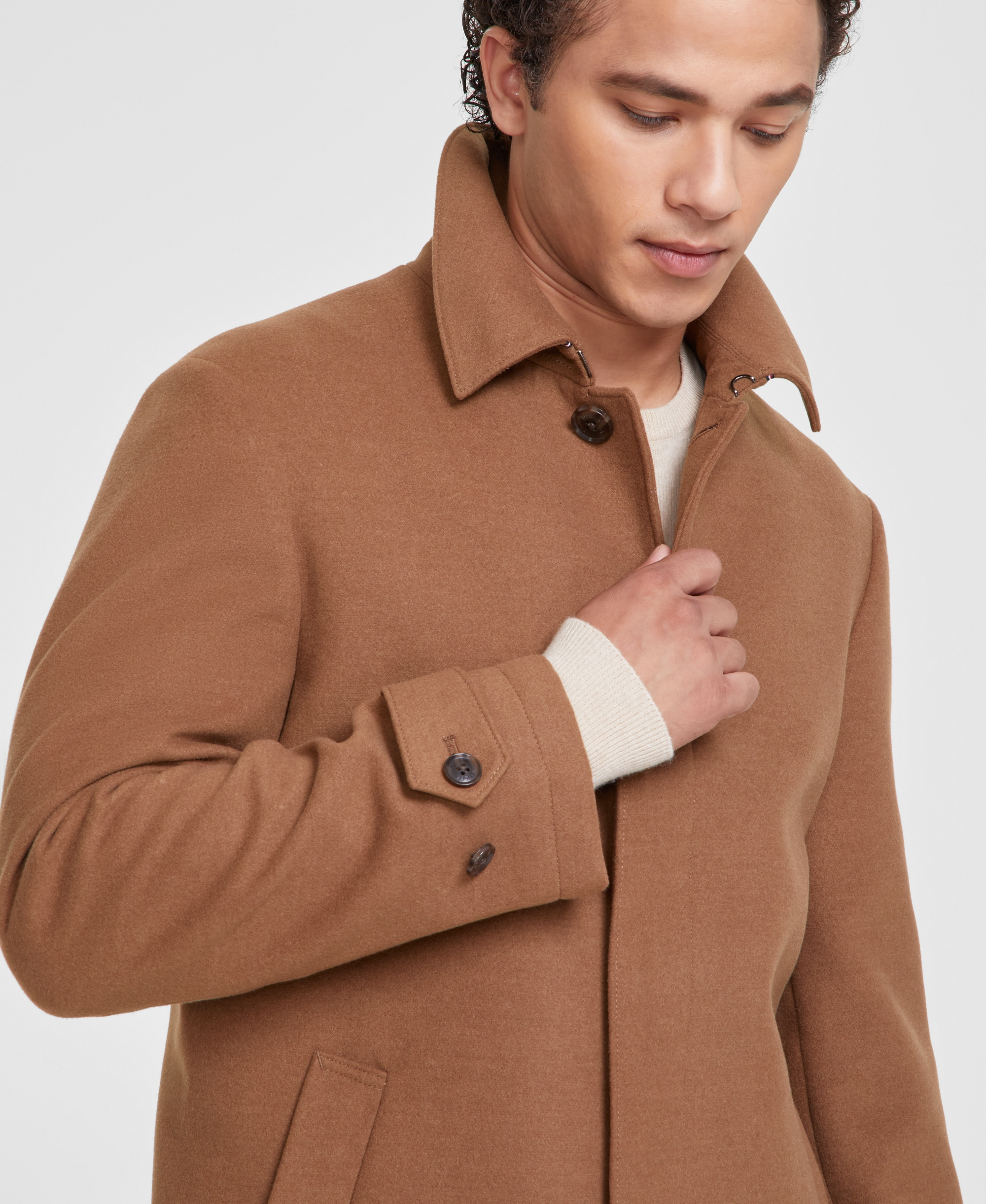 Tommy Hilfiger Men Modern Fit Car Coat - Dark Camel
