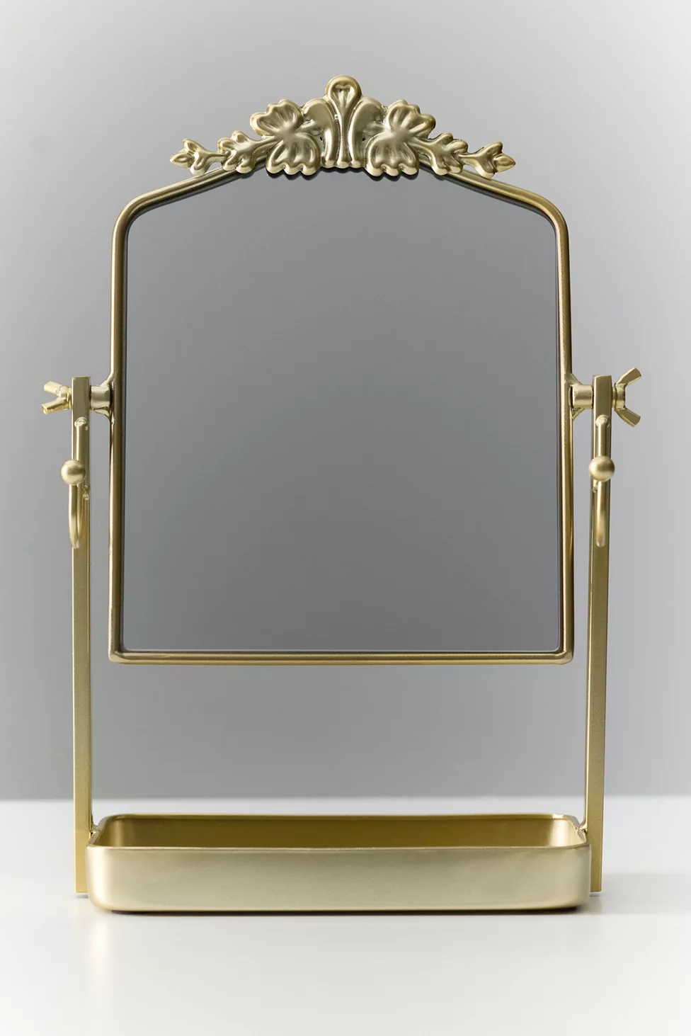 Fleur Catch-All Tray & Tabletop Swing Mirror - Gold