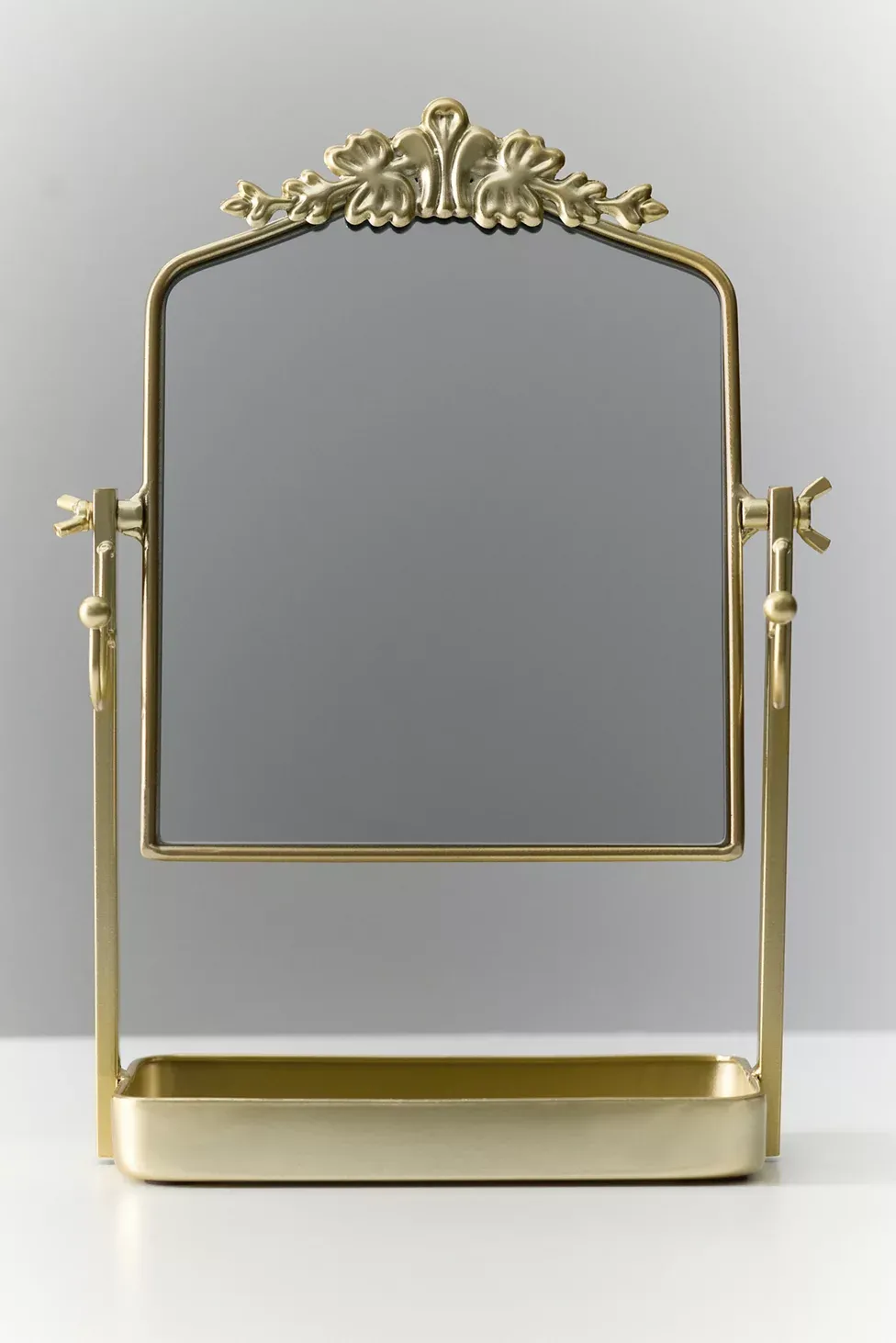 Fleur Catch-All Tray & Tabletop Swing Mirror - Gold