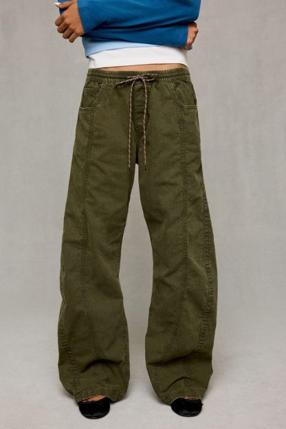 BDG Curve Mid-Rise Pull-On Pants - Olive