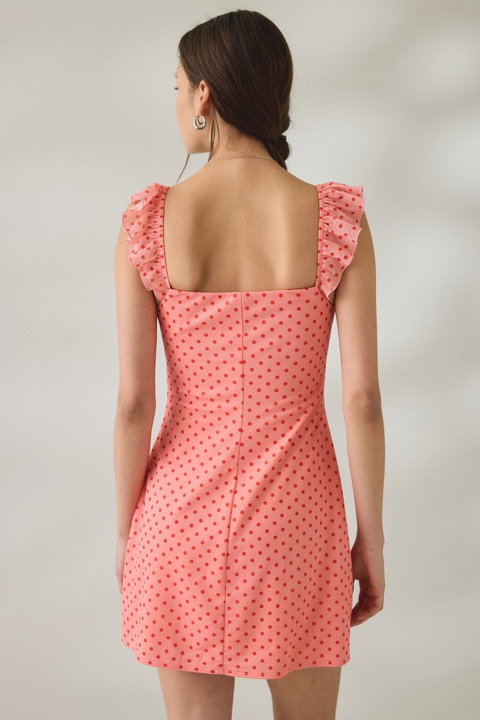 UO Nina Ruffle Trim Mesh Mini Dress - Pink Combo