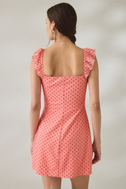 UO Nina Ruffle Trim Mesh Mini Dress - Pink Combo