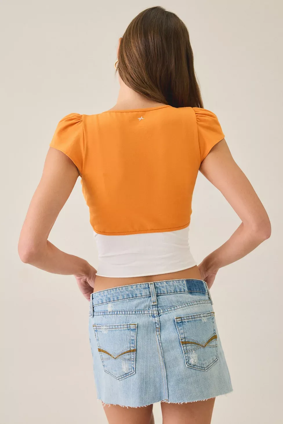 Out From Under Bec Game Day Short Sleeve Tie-Front Shrug Top - Orange