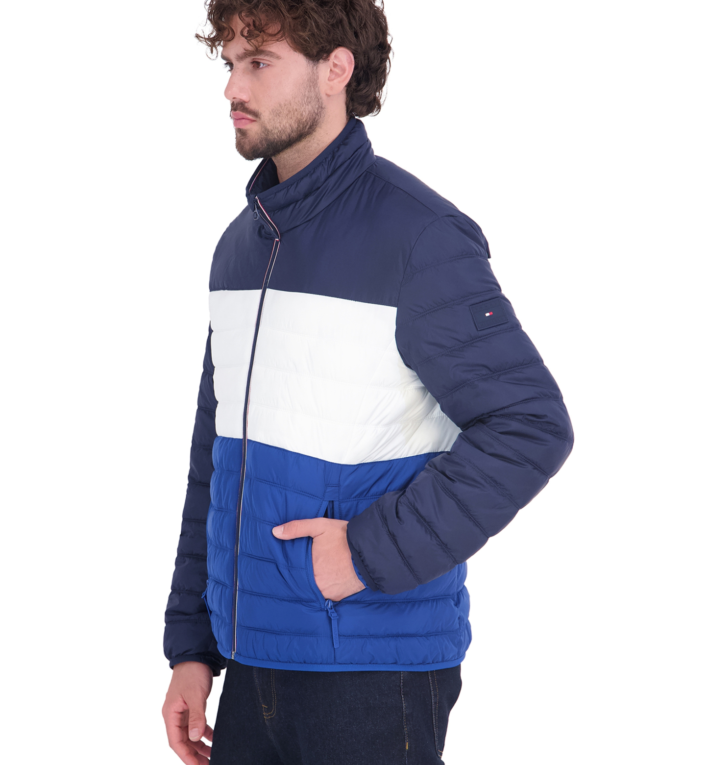 Tommy Hilfiger Men's Unhooded Packable Jacket - Royal Blue Combo