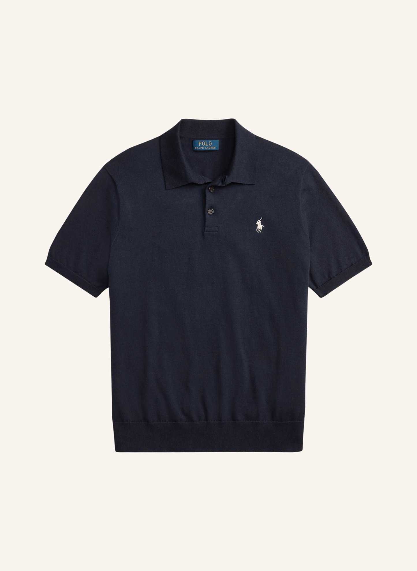 POLO RALPH LAUREN Strick-Poloshirt – DUNKELBLAU / WEISS