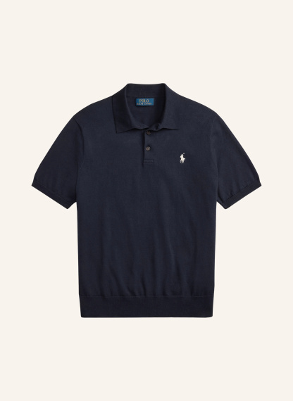 POLO RALPH LAUREN Strick-Poloshirt – DUNKELBLAU / WEISS