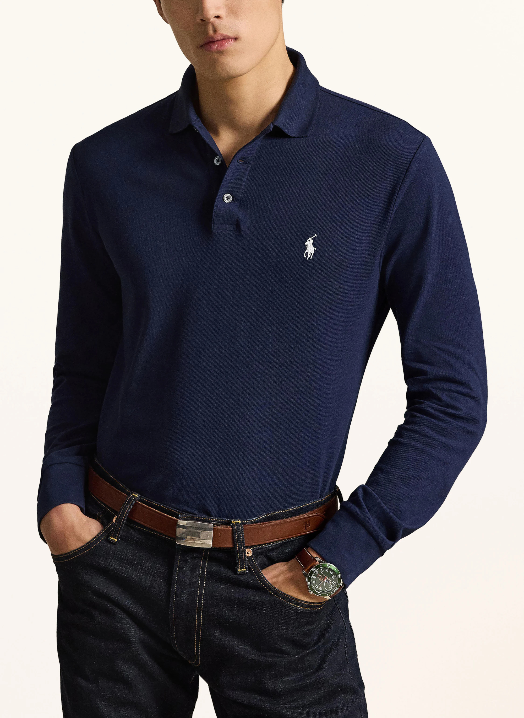 POLO RALPH LAUREN Strick-Poloshirt – DUNKELBLAU