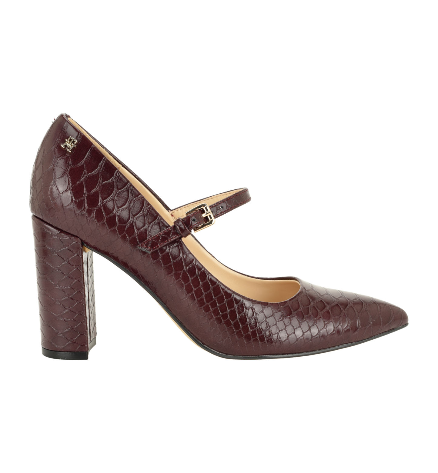 Tommy Hilfiger Women's Aveniz Mary Jane Block Heel Pump - Dark Red Snake