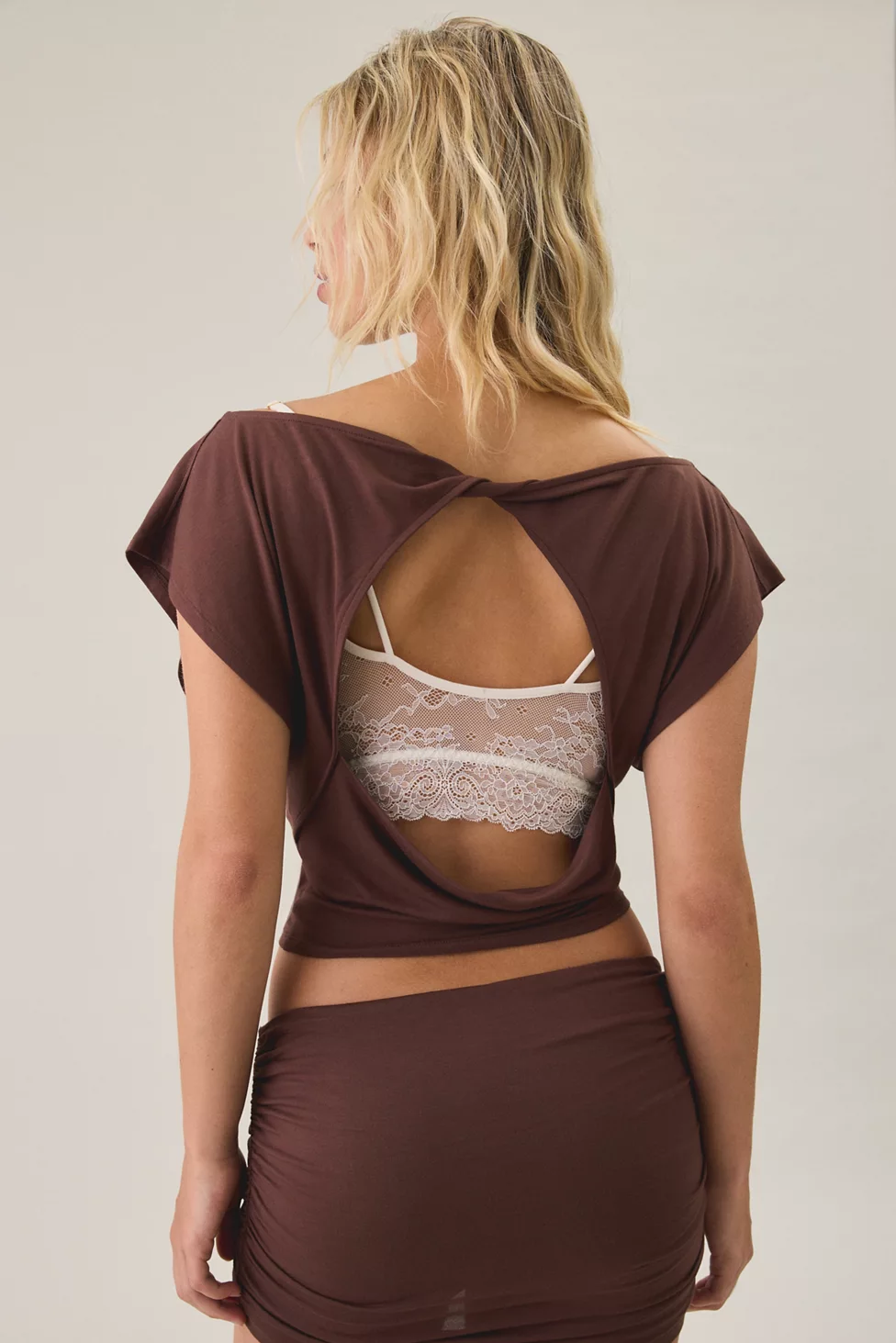 Out From Under Bid Day Open-Back Crop Top - Light Brown