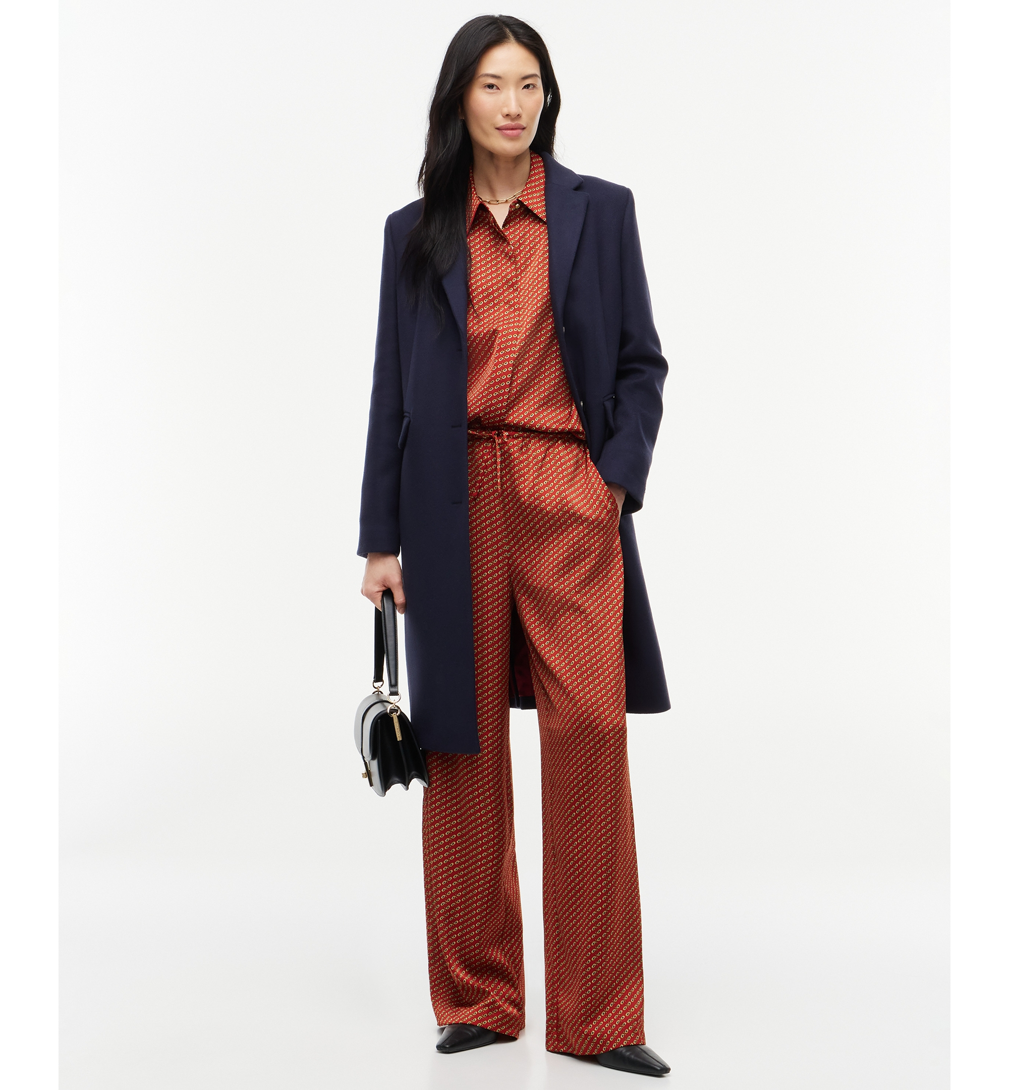 Tommy Hilfiger Women's Fluid Pull On Wide-Leg Satin Pants - Studio Foulard Dark Magma