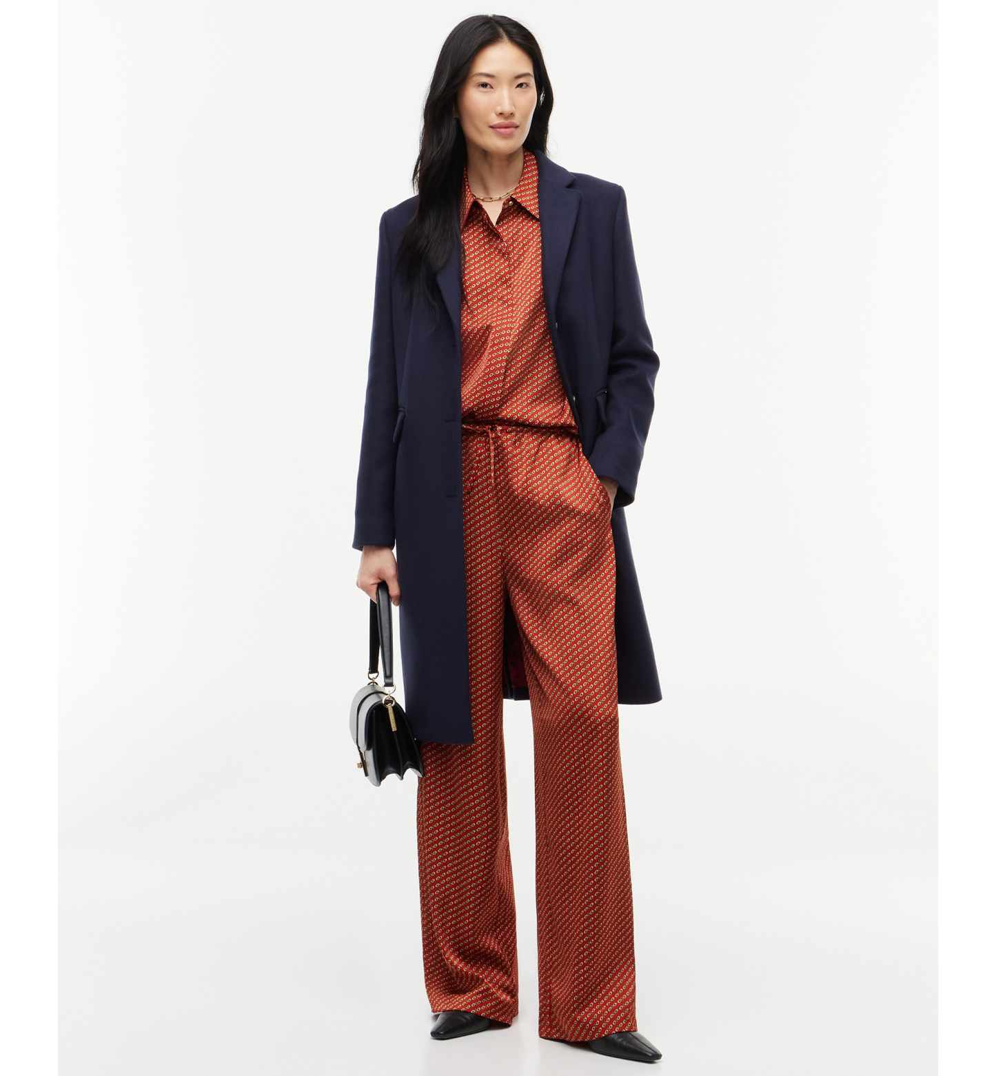 Tommy Hilfiger Women's Fluid Pull On Wide-Leg Satin Pants - Studio Foulard Dark Magma
