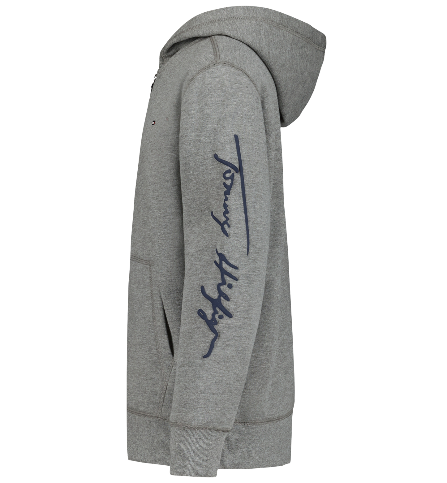 Tommy Hilfiger Boys' 8-20 Signature Full Zip Kangaroo-Pocket Cotton-Polyester Blend Zip Hoodie - Med Gray