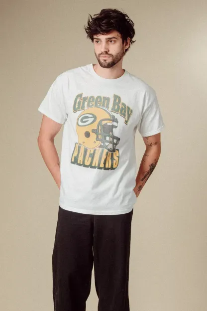 Junk Food NFL Throwback Helmet Flea Market Tee - Green Bay Packers