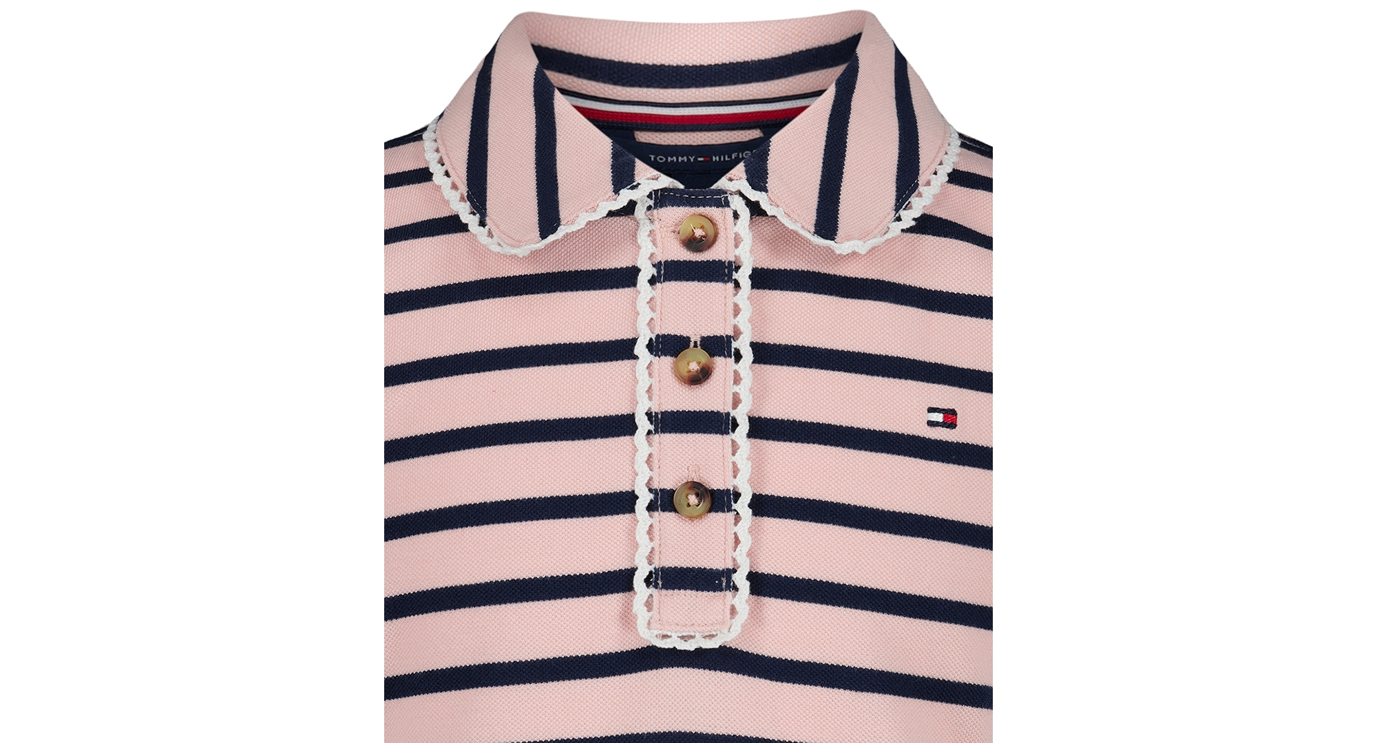 Tommy Hilfiger Girls' 7-16 Striped Polo Collar Dress - Navy Blazer