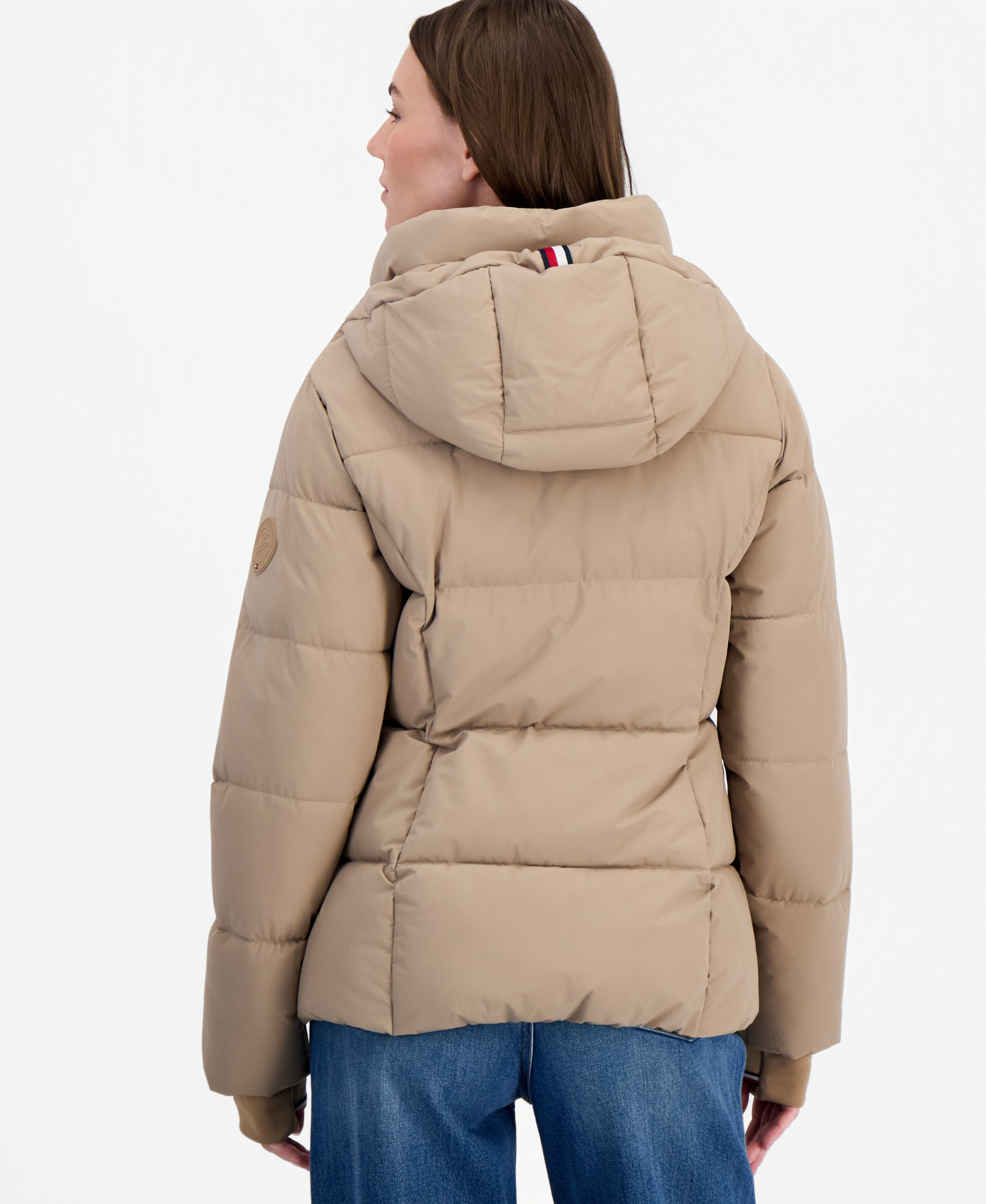 Tommy Hilfiger Women's Short Hooded Puffer Jacket, Created for Macy's - Latte