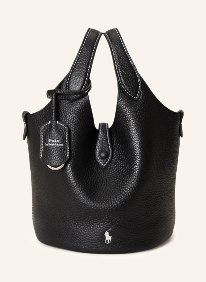 POLO RALPH LAUREN Beuteltasche PEBBLE-PLY – SCHWARZ / SILBER