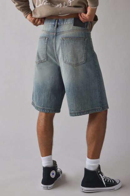 BDG Astro Baggy Washed Denim Jorts - Cat Scratch