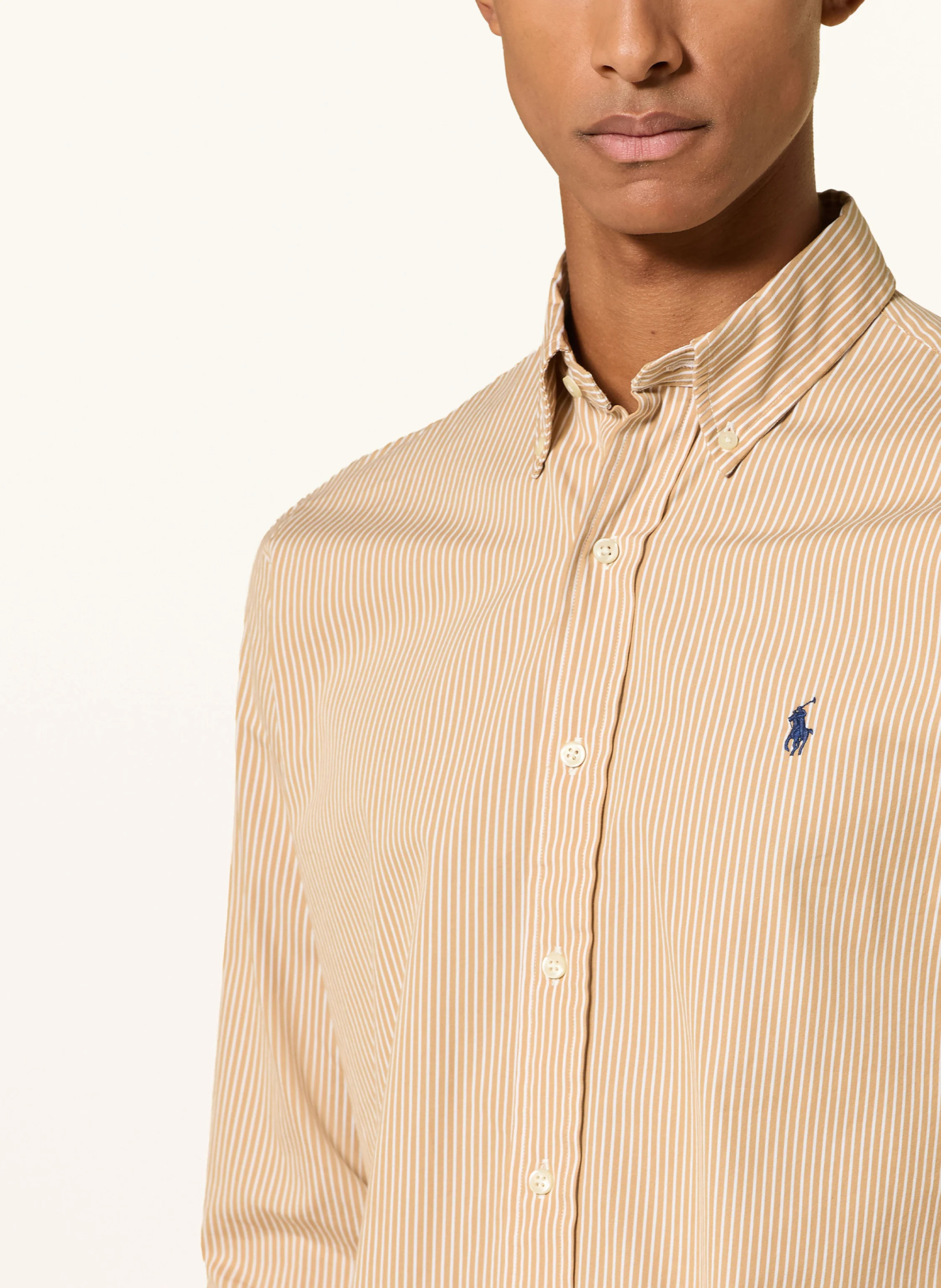 POLO RALPH LAUREN Hemd Custom Fit – CAMEL / WEISS