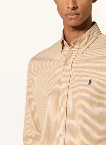 POLO RALPH LAUREN Hemd Custom Fit – CAMEL / WEISS