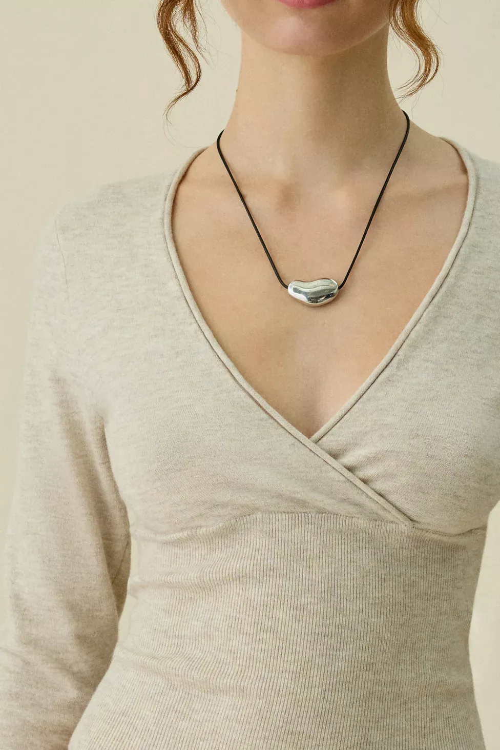 BDG Pretty Sweet Surplice V-Neck Sweater - Neutral