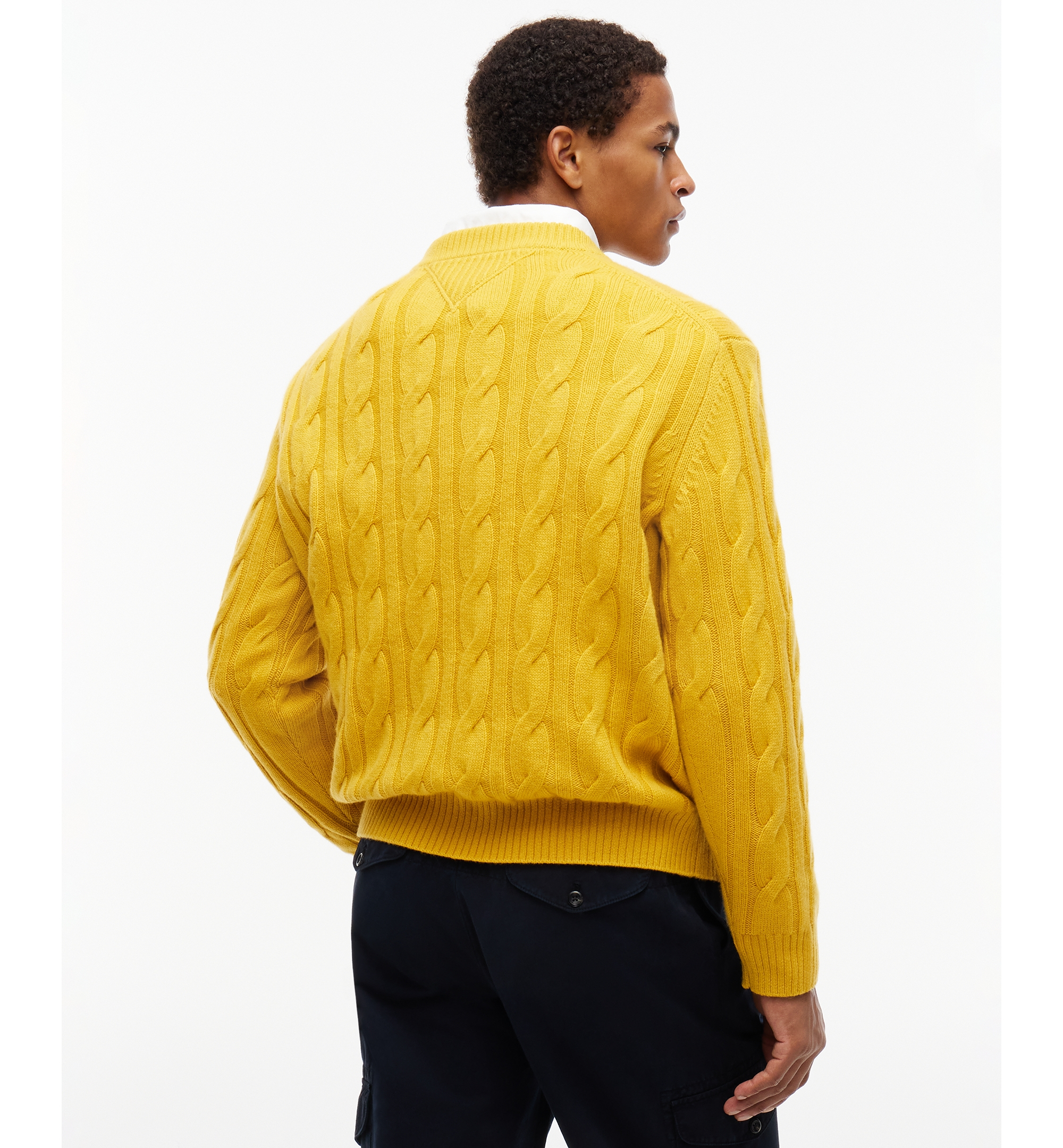 Tommy Hilfiger Men's American Icons Cable Crewneck Lambswool Sweater, Macy’s Exclusive - Ornamental Yellow