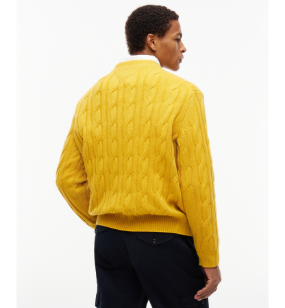 Tommy Hilfiger Men's American Icons Cable Crewneck Lambswool Sweater, Macy’s Exclusive - Ornamental Yellow