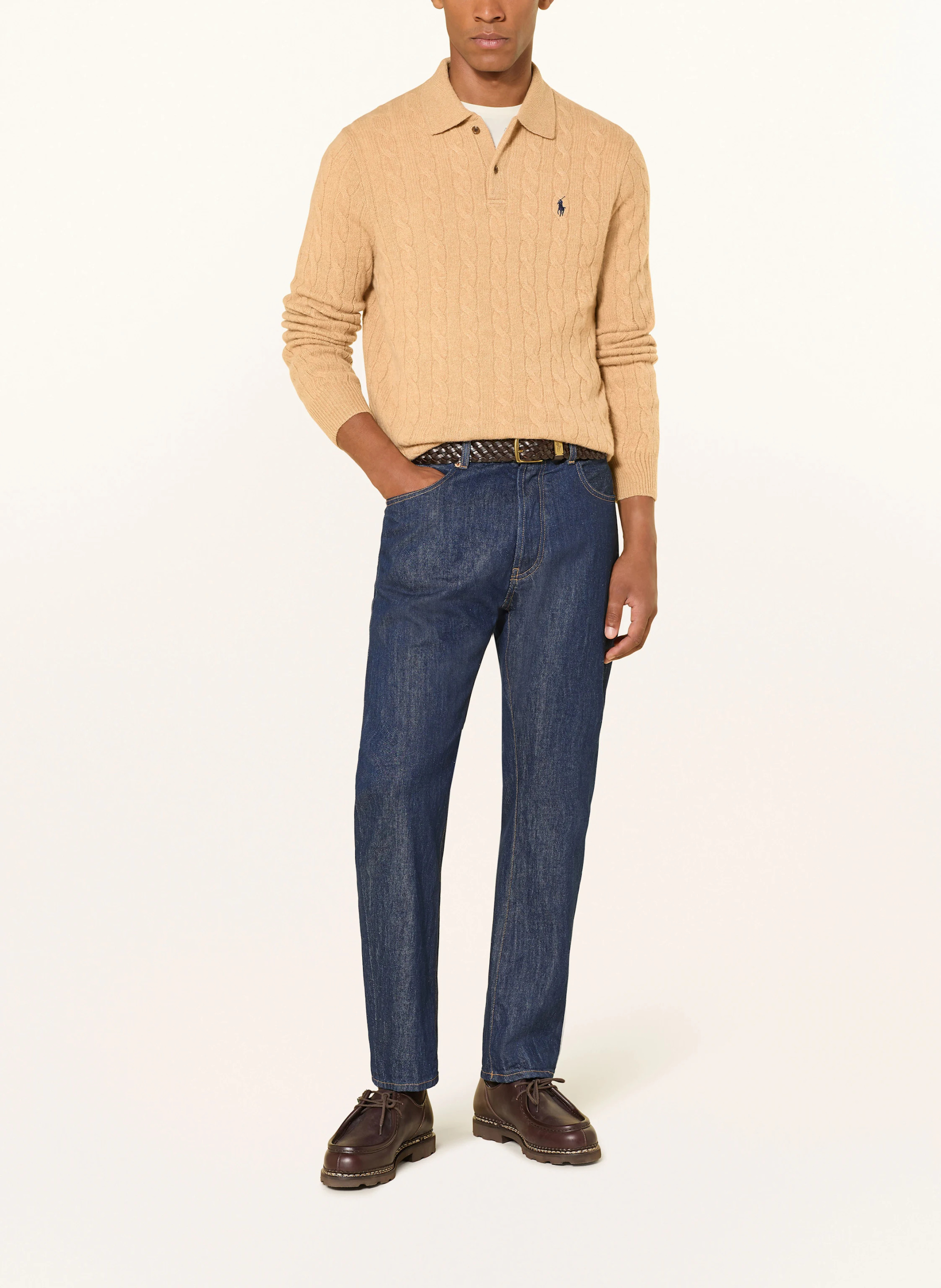 POLO RALPH LAUREN Strick-Poloshirt – CAMEL