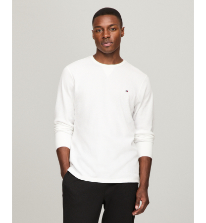Tommy Hilfiger Men's Waffle-Knit Long-Sleeve Crewneck Thermal Top - White