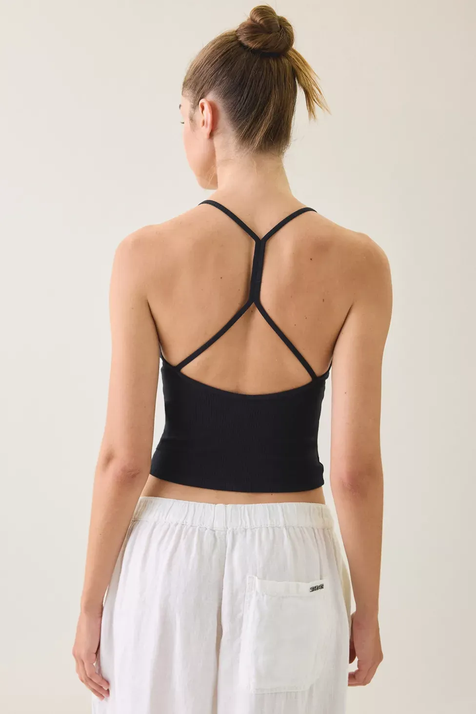 BDG Hold Me Tight Ribbed Racerback Cropped Cami - Black
