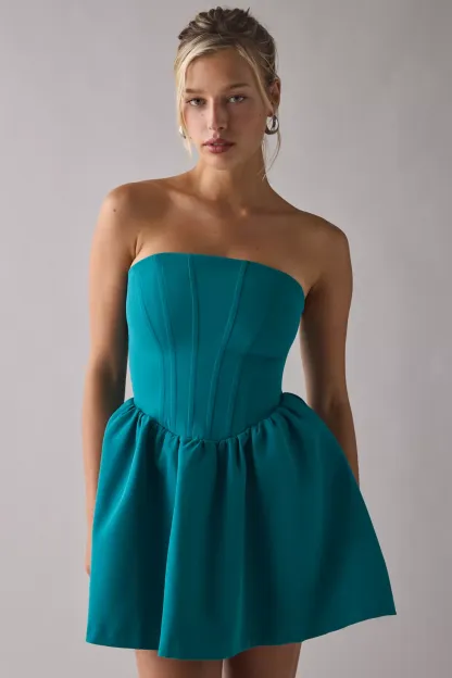 Kimchi Blue Sugar Plum Strapless Corset Mini Dress - Turquoise