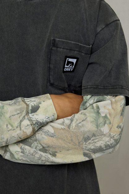 OBEY Post 2fer Long Sleeve Tee - Charcoal