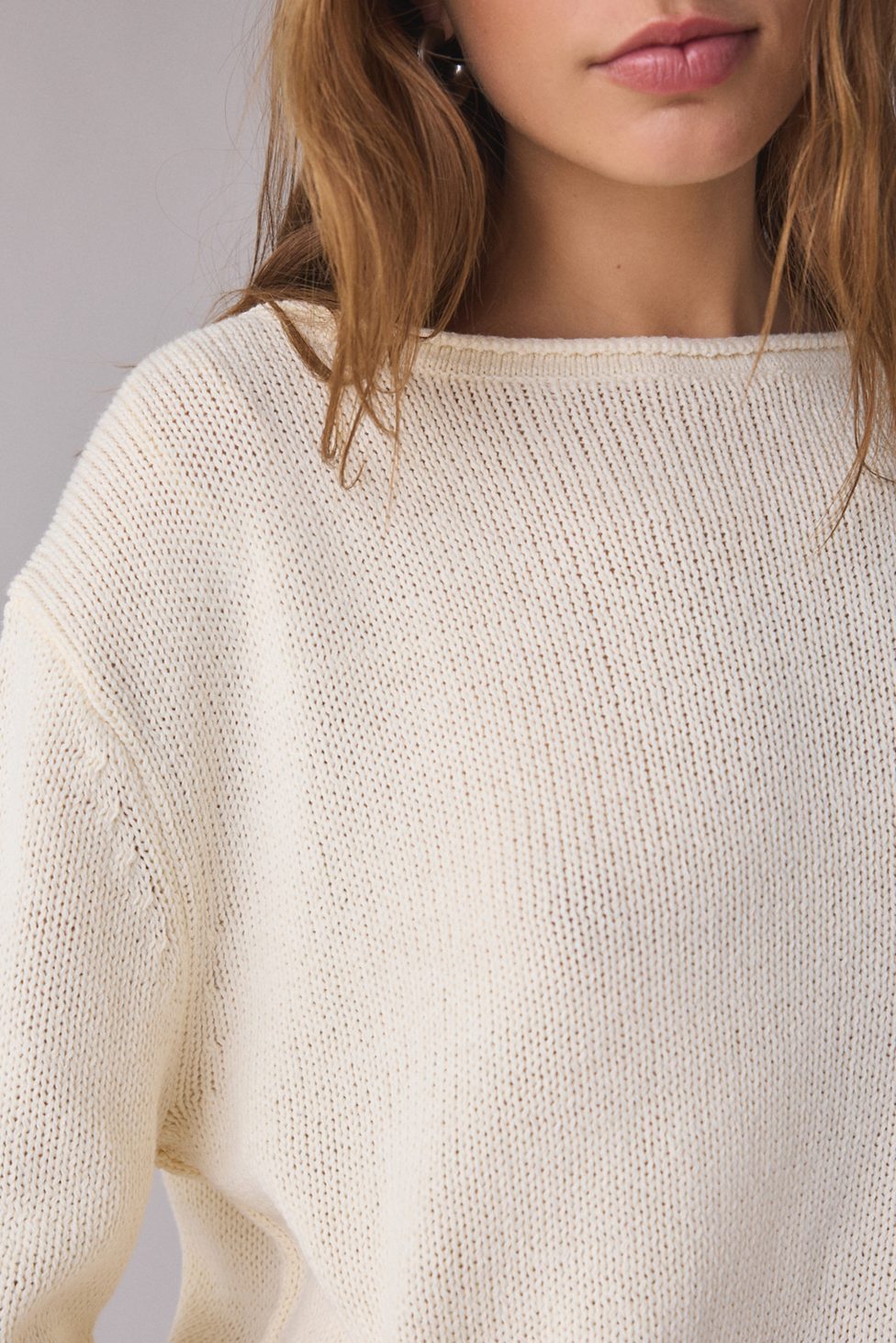 BDG Nola Cotton Blend Oversized Boatneck Sweater - Ivory