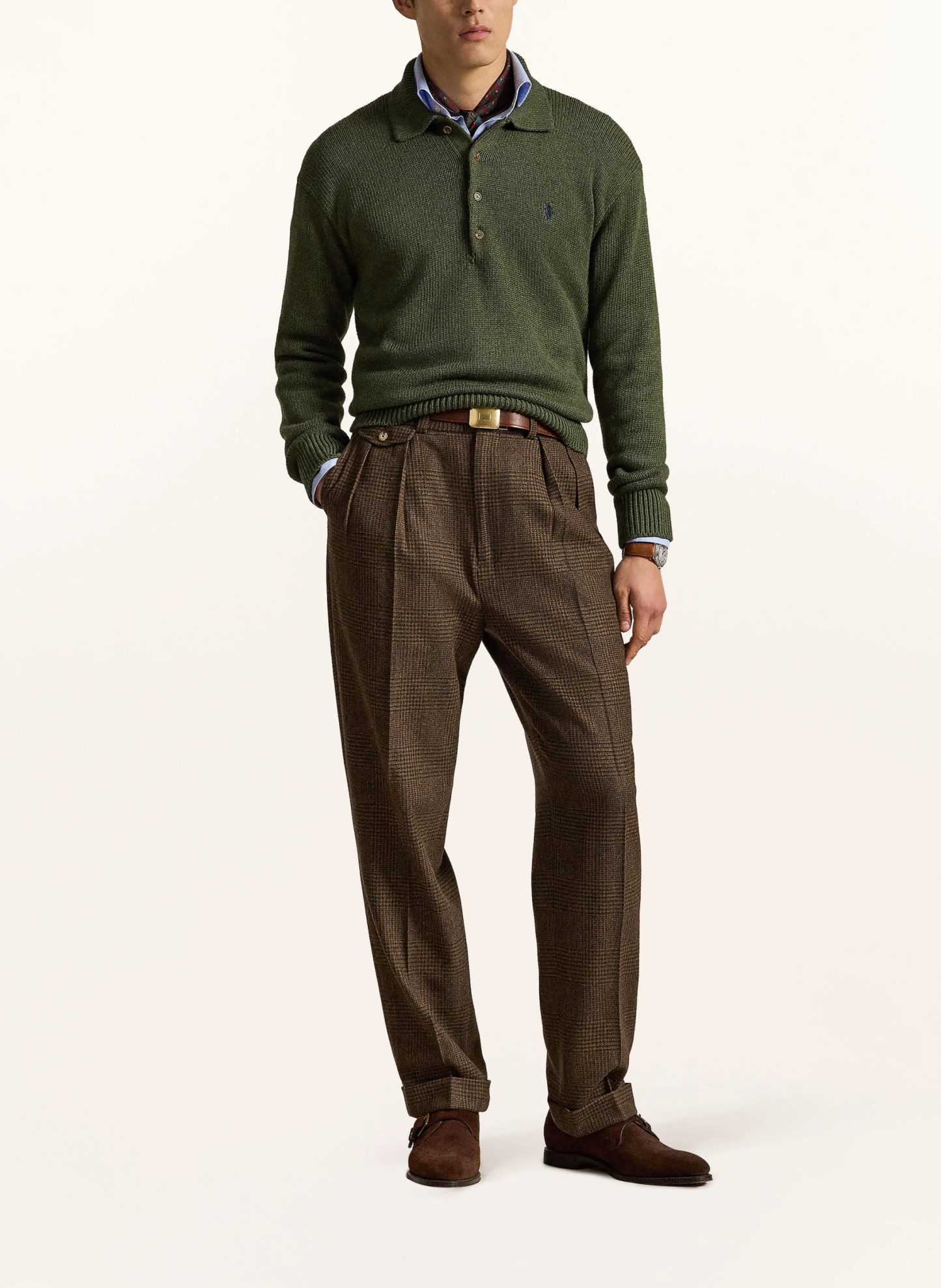 POLO RALPH LAUREN Strick-Poloshirt – OLIV