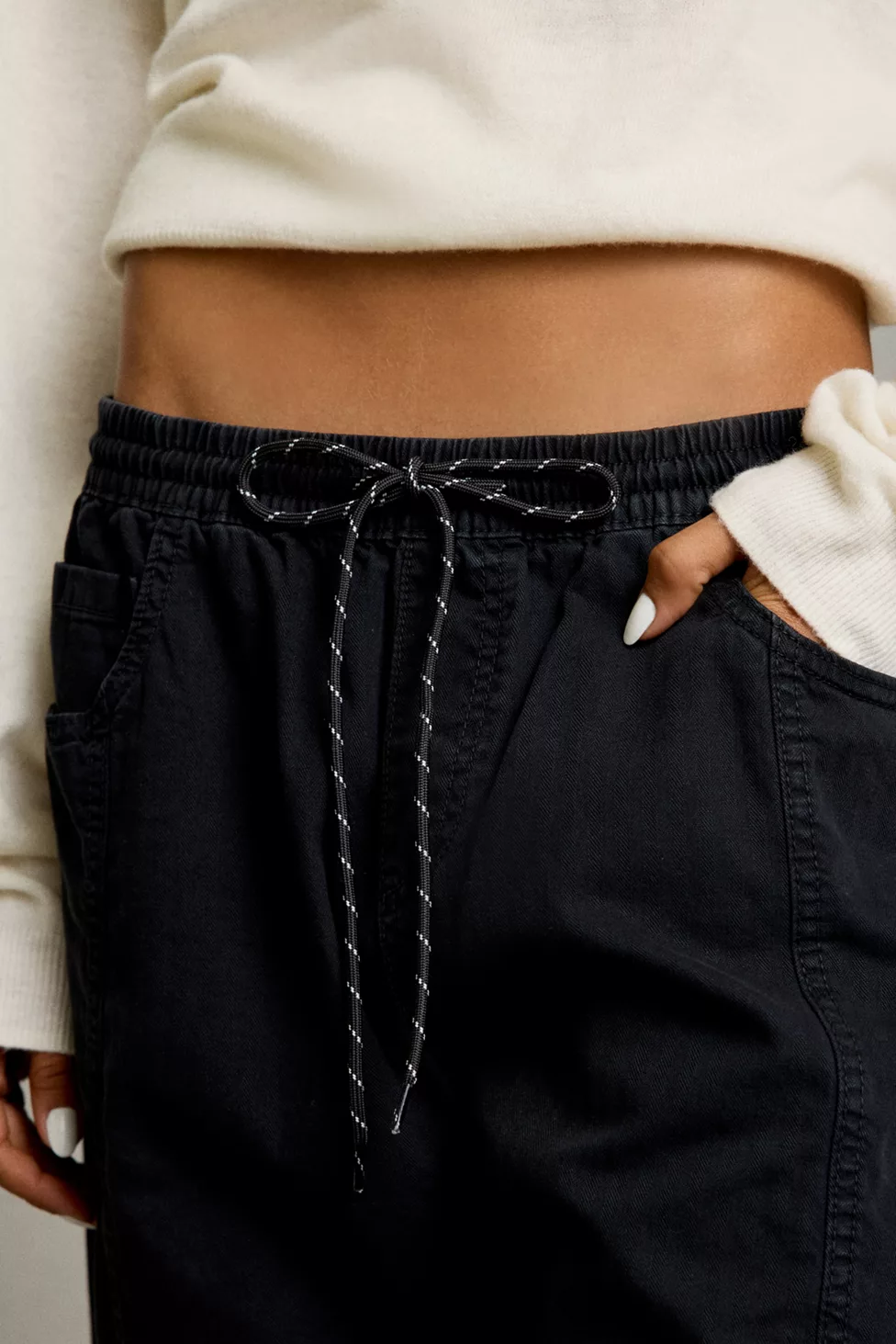 BDG Curve Mid-Rise Pull-On Pants - Black