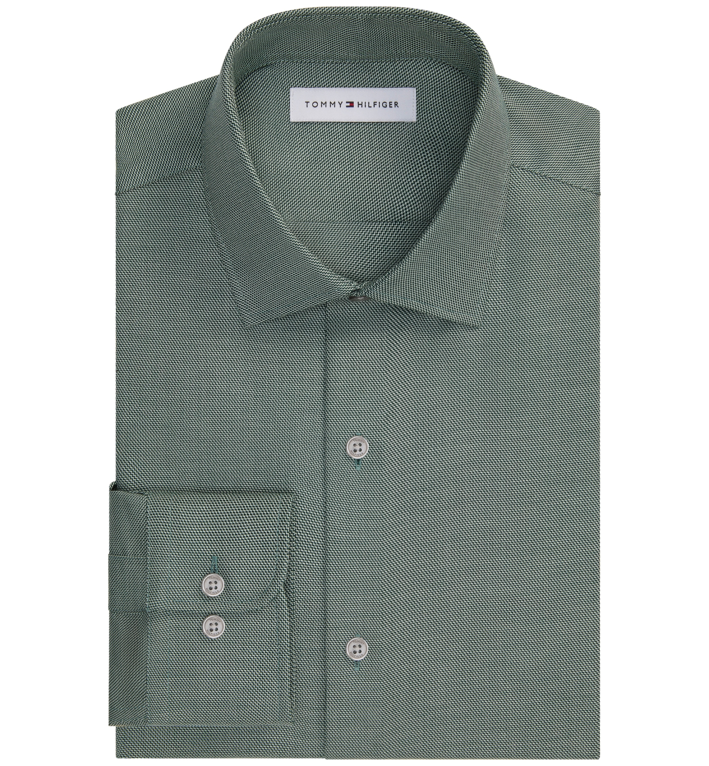 Tommy Hilfiger Men's TH Flex Twill Slim-Fit Dress Shirt - Green