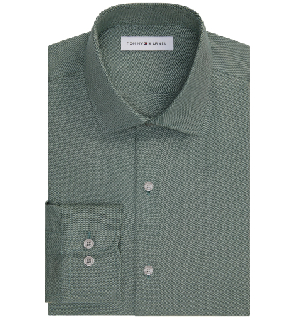 Tommy Hilfiger Men's TH Flex Twill Slim-Fit Dress Shirt - Green