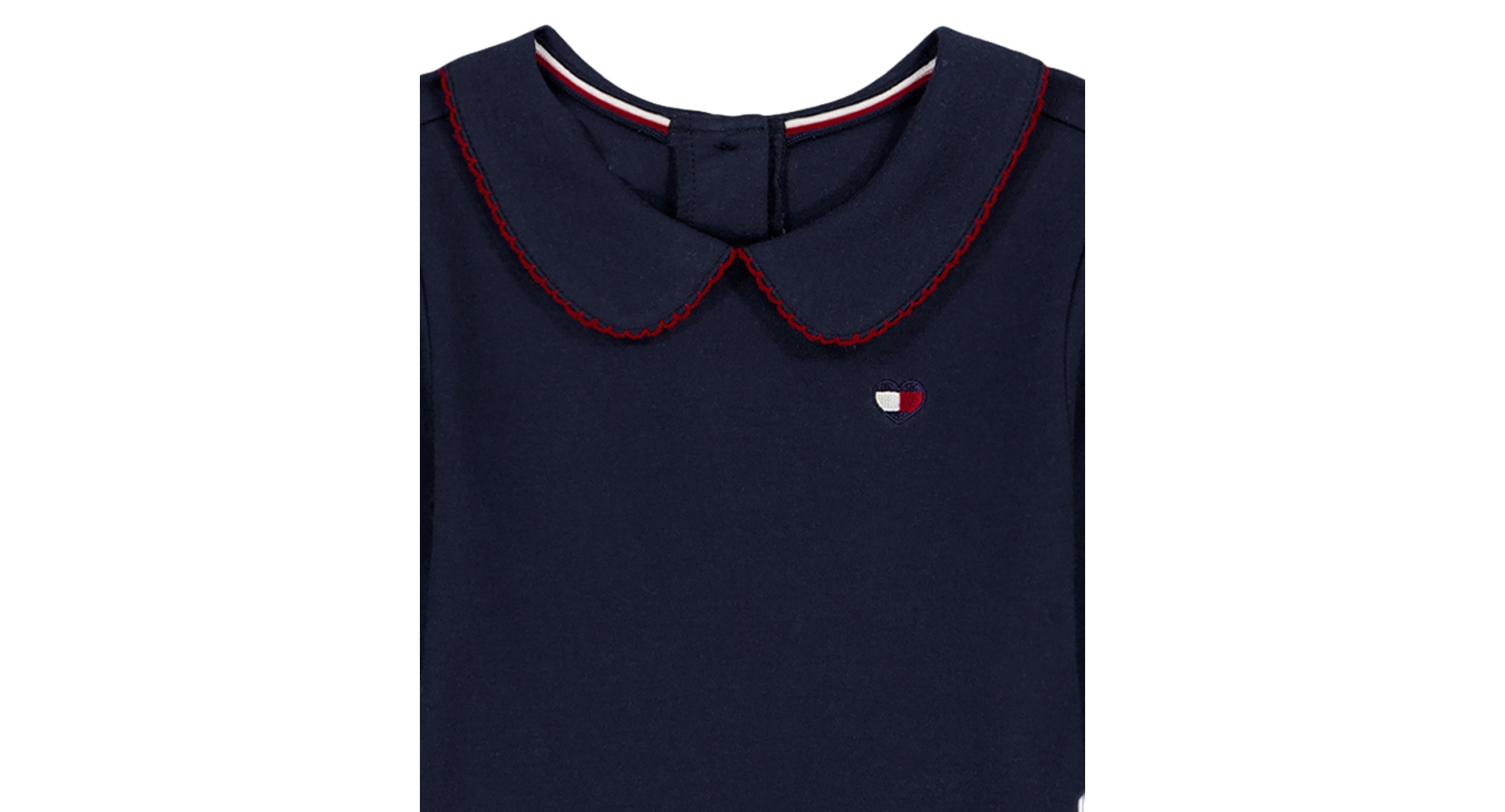 Tommy Hilfiger Girls' 4-6X Peter Pan Collar Plaid Detail Dress - Navy/Red