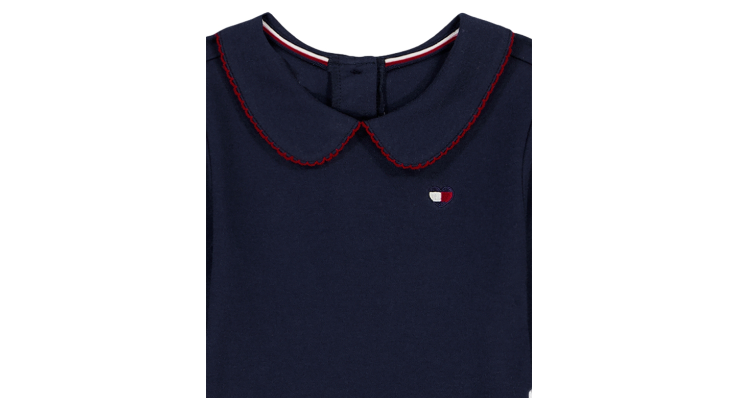 Tommy Hilfiger Girls' 4-6X Peter Pan Collar Plaid Detail Dress - Navy/Red