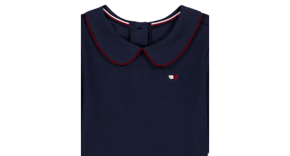 Tommy Hilfiger Girls' 4-6X Peter Pan Collar Plaid Detail Dress - Navy/Red