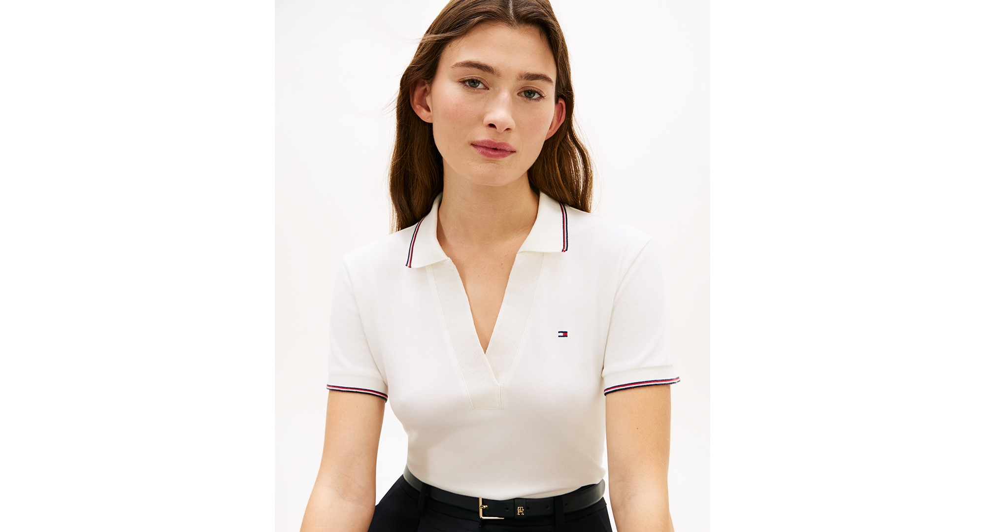 Tommy Hilfiger Women's Johnny Collar Short-Sleeve Polo T-Shirt - Ecru