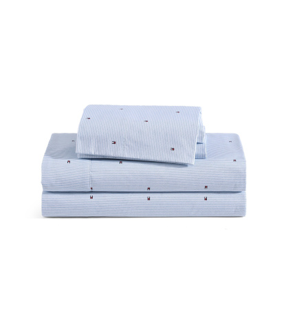 Tommy Hilfiger Printed 200-Thread Count Cotton Percale Sheet Set - Ithaca Stripe