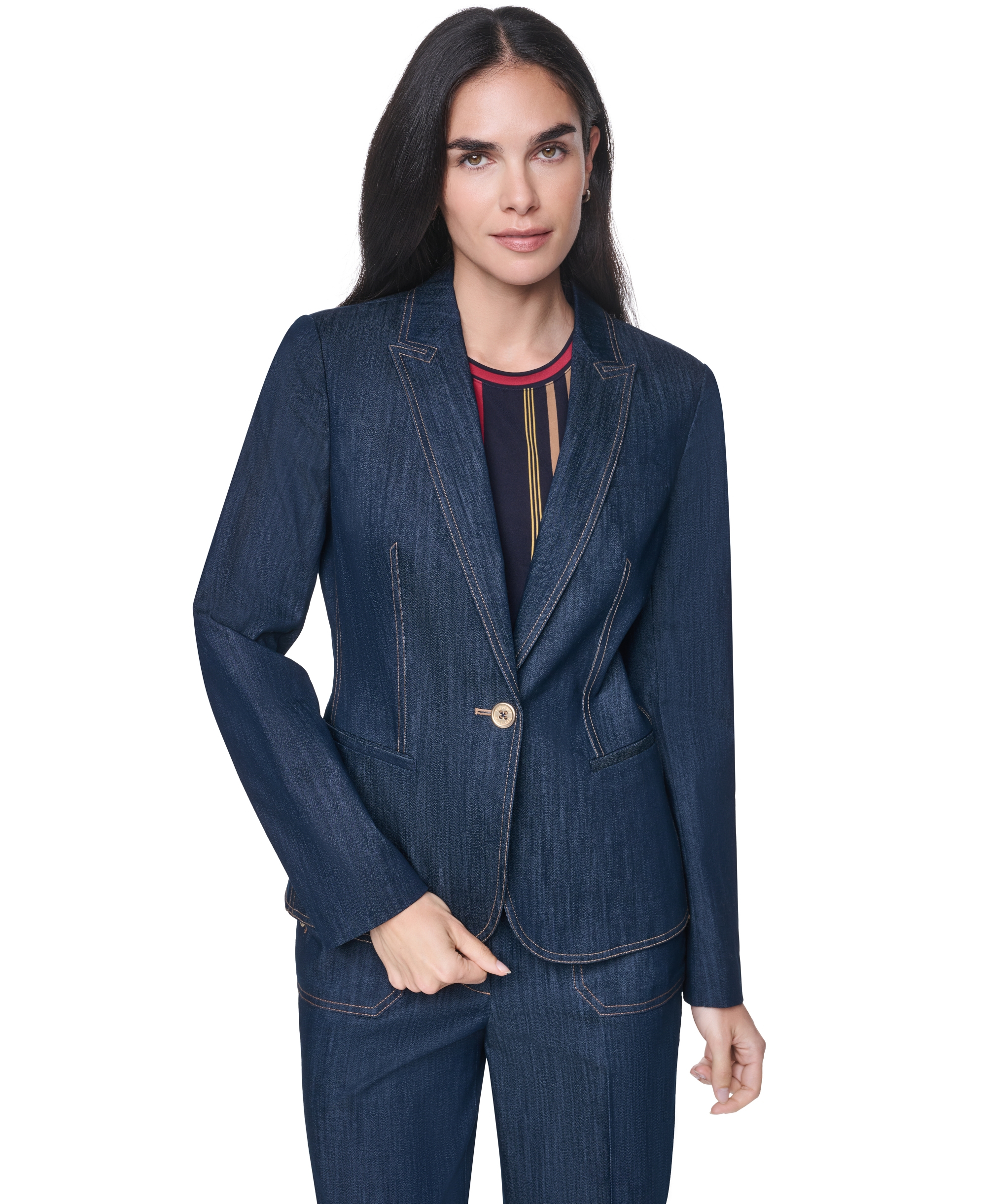 Tommy Hilfiger Women's Notch-Collar One-Button Blazer - Navy