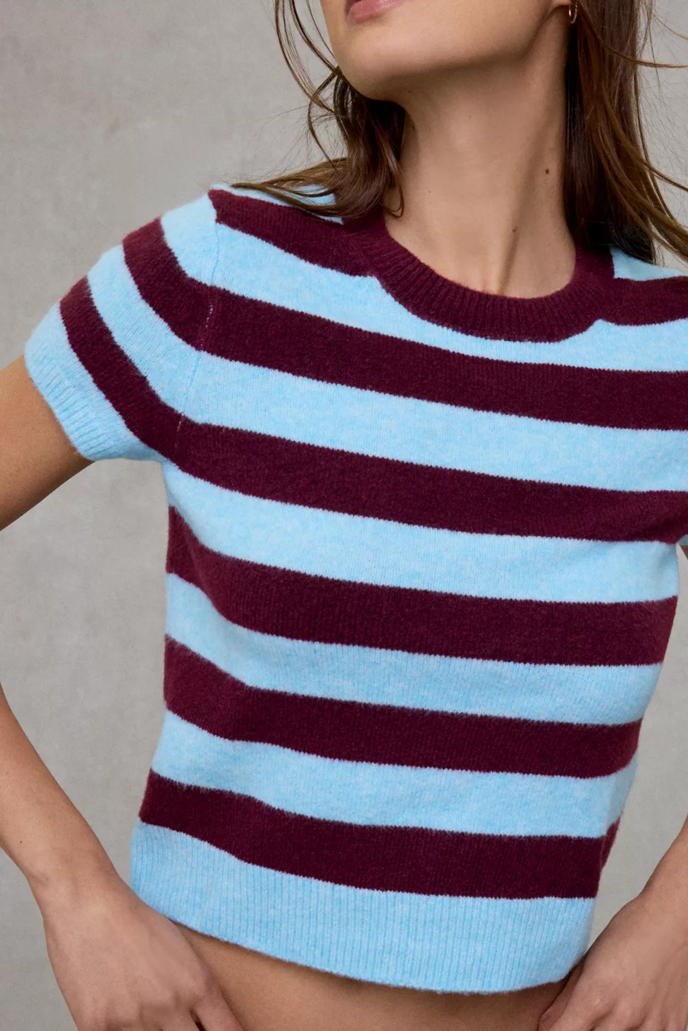 BDG So Soft Short Sleeve Sweater - Blue Multi