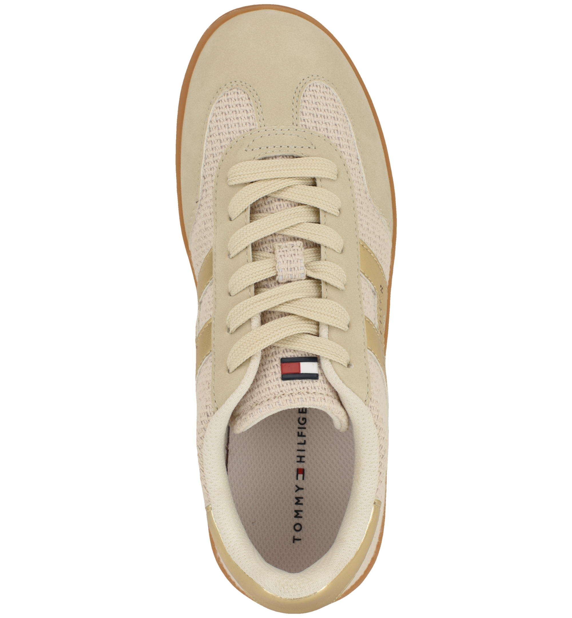 Tommy Hilfiger Women's Maisie Low Profile Lace-Up Sneakers - Gold/Beige
