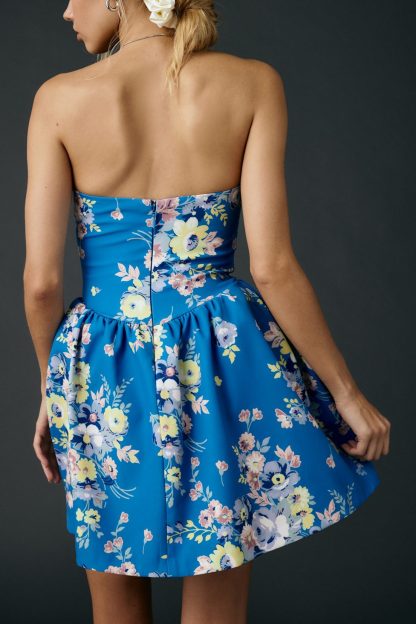 Kimchi Blue Sugar Plum Strapless Corset Mini Dress - Blue Multi
