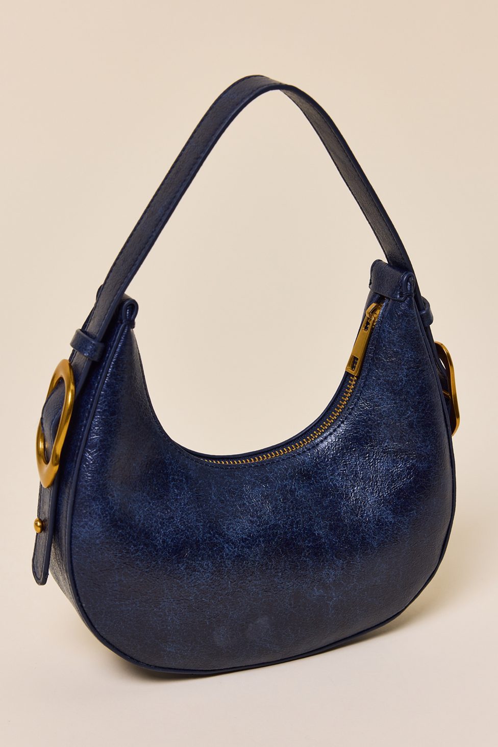 UO Ella Buckled Crescent Shoulder Bag - Navy