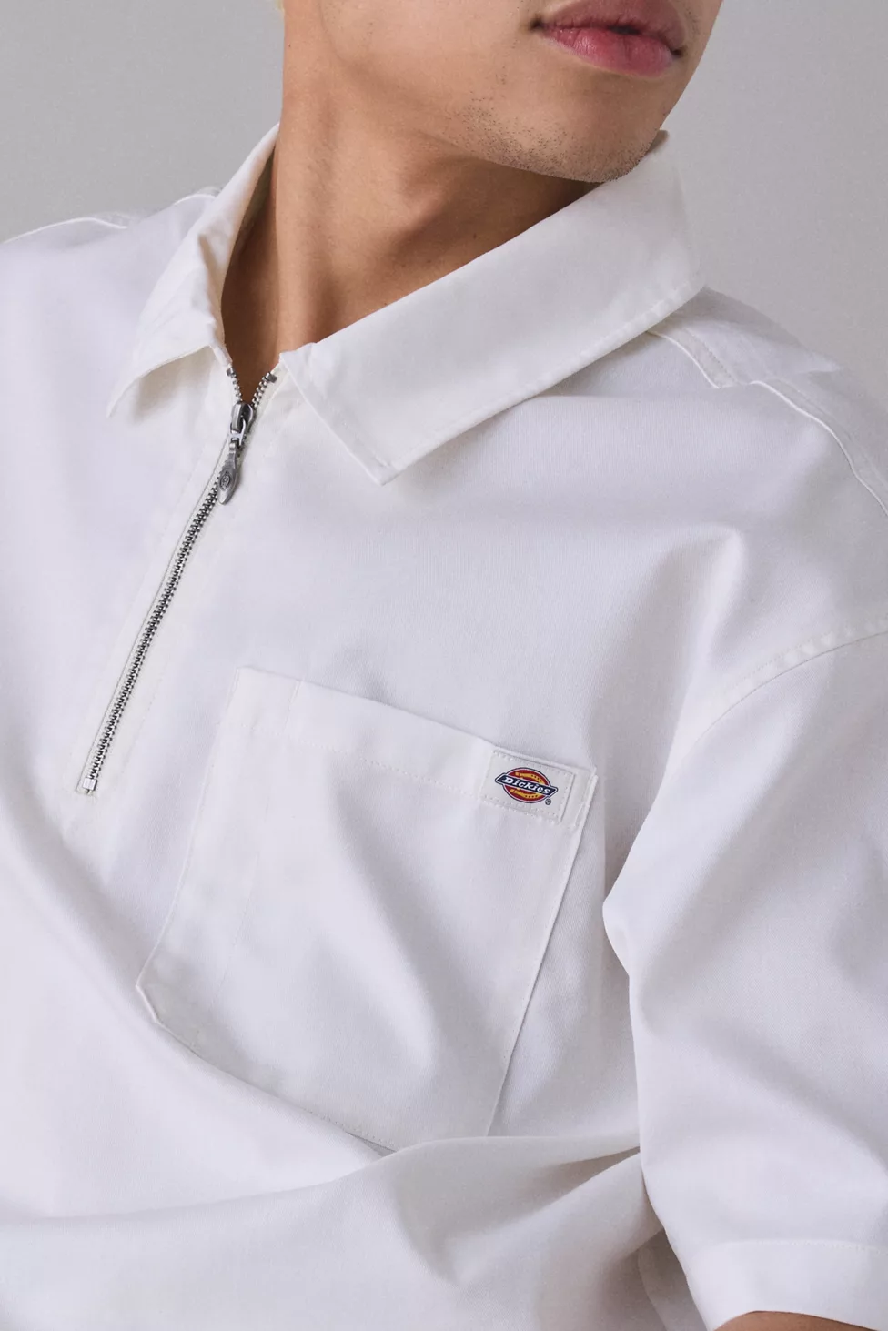 Dickies Cadiz Quarter-Zip Boxy Fit Work Shirt - Ivory
