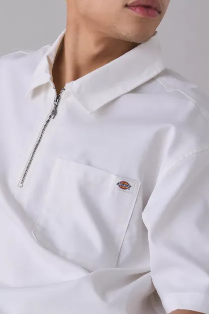 Dickies Cadiz Quarter-Zip Boxy Fit Work Shirt - Ivory